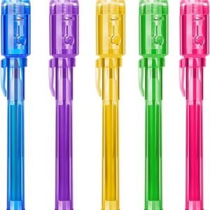 5-Pack Invisible Spy Ink Pens with UV Light Fun!