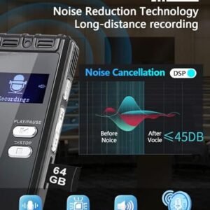 64GB Voice Activated Recorder - 4552 Hours HD Audio